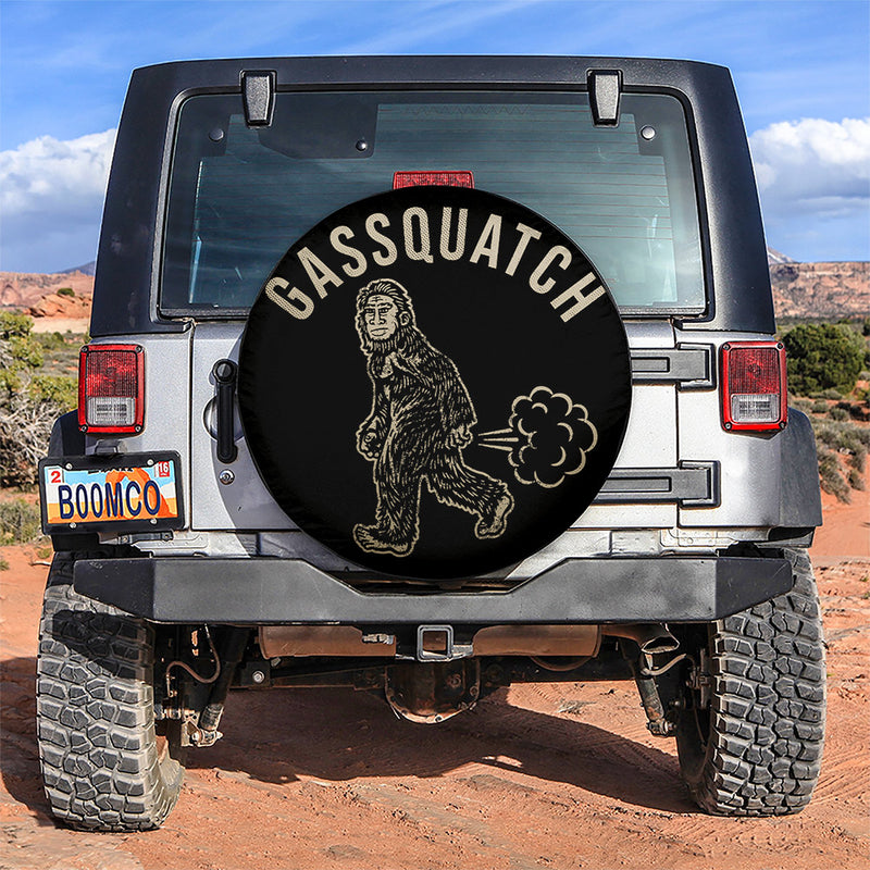 Gassquatch Funny Bigfoot Sasquatch Jeep Car Spare Tire Covers Gift For Campers