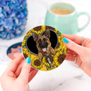 German Shepherd Sunflower Zipper Ceramic Drink Coasters