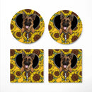 German Shepherd Sunflower Zipper Ceramic Drink Coasters