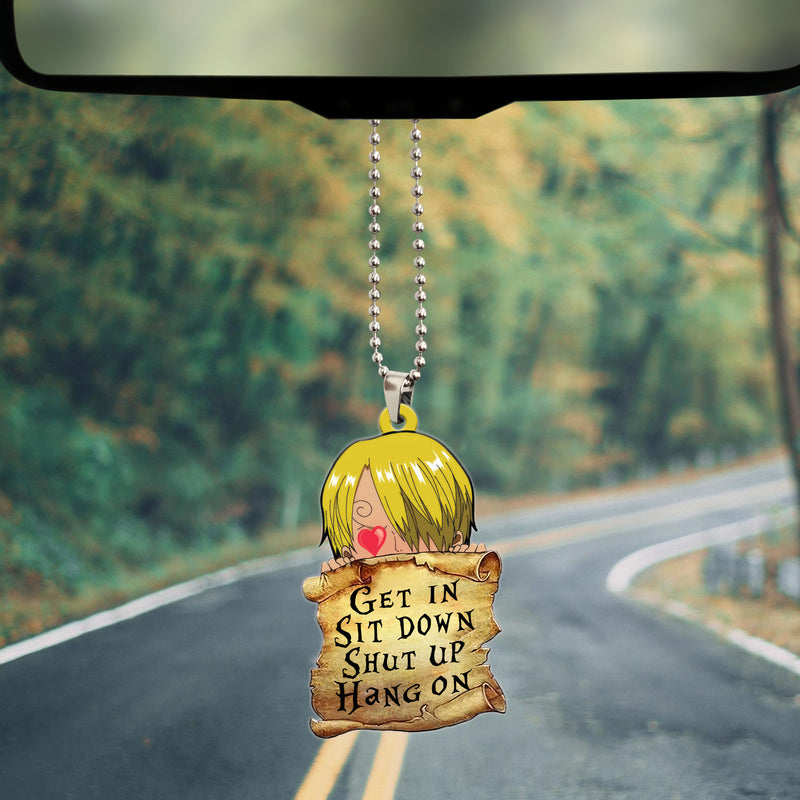 Get In Sit Down Shut Up Hang On Sanji One Piece Anime Car Ornament Custom Car Accessories Decorations