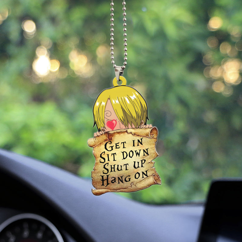 Get In Sit Down Shut Up Hang On Sanji One Piece Anime Car Ornament Custom Car Accessories Decorations