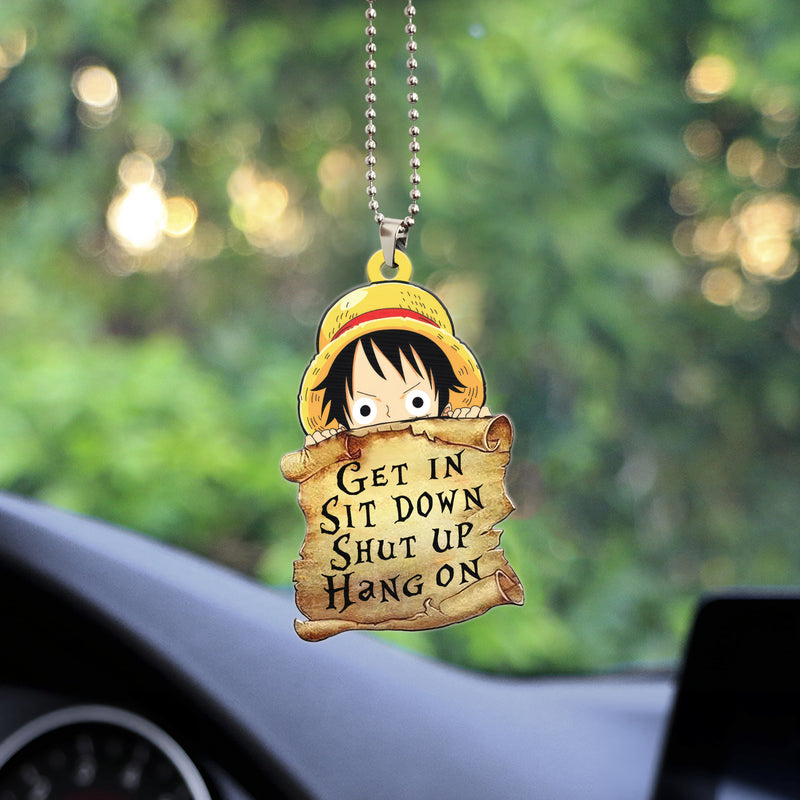 Get In Sit Down Shut Up Hang On Luffy One Piece Anime Car Ornament Custom Car Accessories Decorations