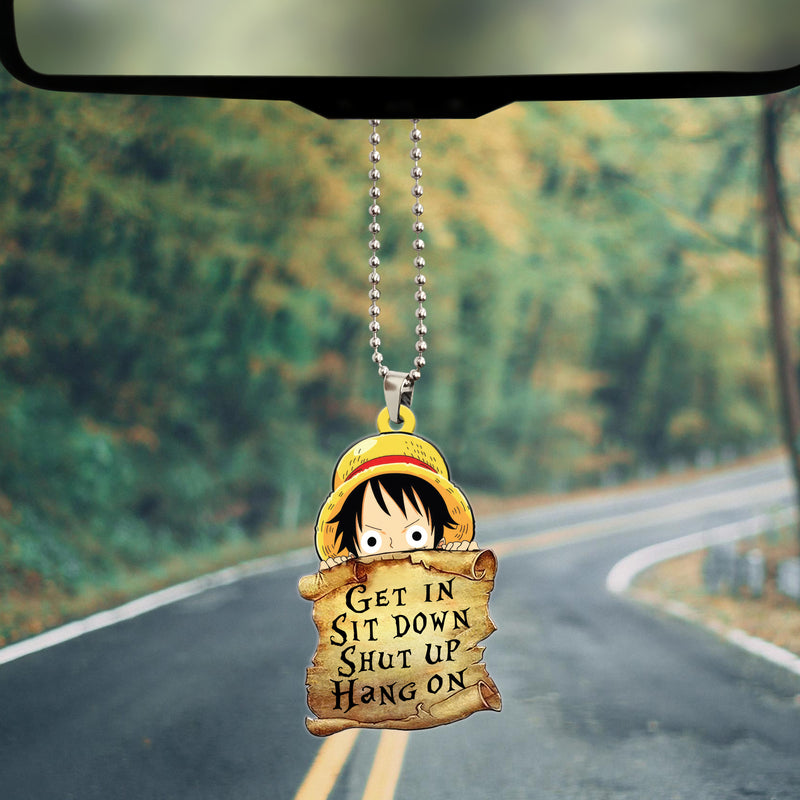 Get In Sit Down Shut Up Hang On Luffy One Piece Anime Car Ornament Custom Car Accessories Decorations