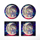 Ghibli Character Love You To The Moon Galaxy Ceramic Drink Coasters