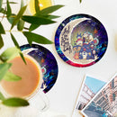 Ghibli Character Love You To The Moon Galaxy Ceramic Drink Coasters
