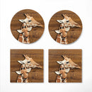 Giraffe Wood Ceramic Drink Coasters