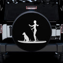 Girl And Dog Paddle Boarding Spare Tire Cover