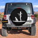 Girl And Dog Paddle Boarding Spare Tire Cover