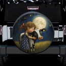 Girl With Cow Under The Moon Car Spare Tire Cover