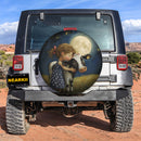 Girl With Cow Under The Moon Car Spare Tire Cover