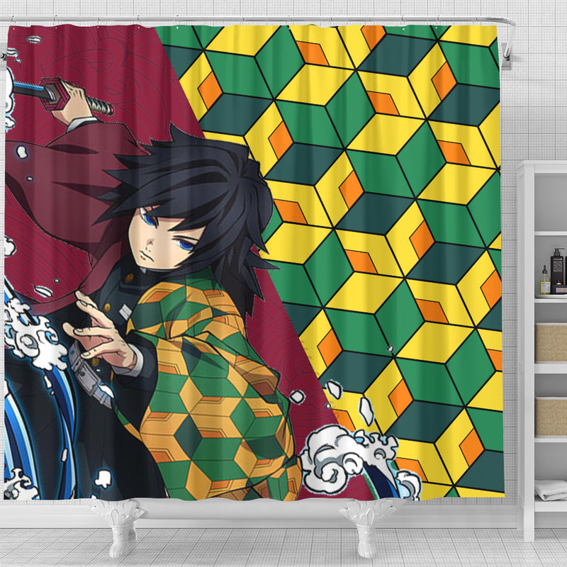 Giyu Tomioka Demon Slayer Kimetsu No Yaiba Anime Shower Curtain