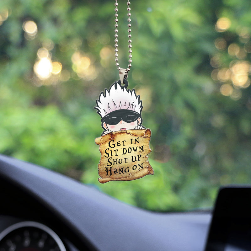 Gojo Anime Get In Sit Down Shut Up Hang On Car Ornament Custom Car Accessories Decorations