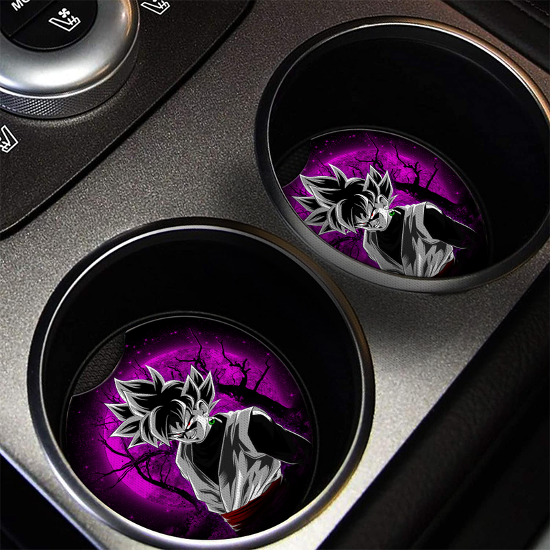 Goku Black Moonlight Halloween Car Coasters Auto Cup Holder