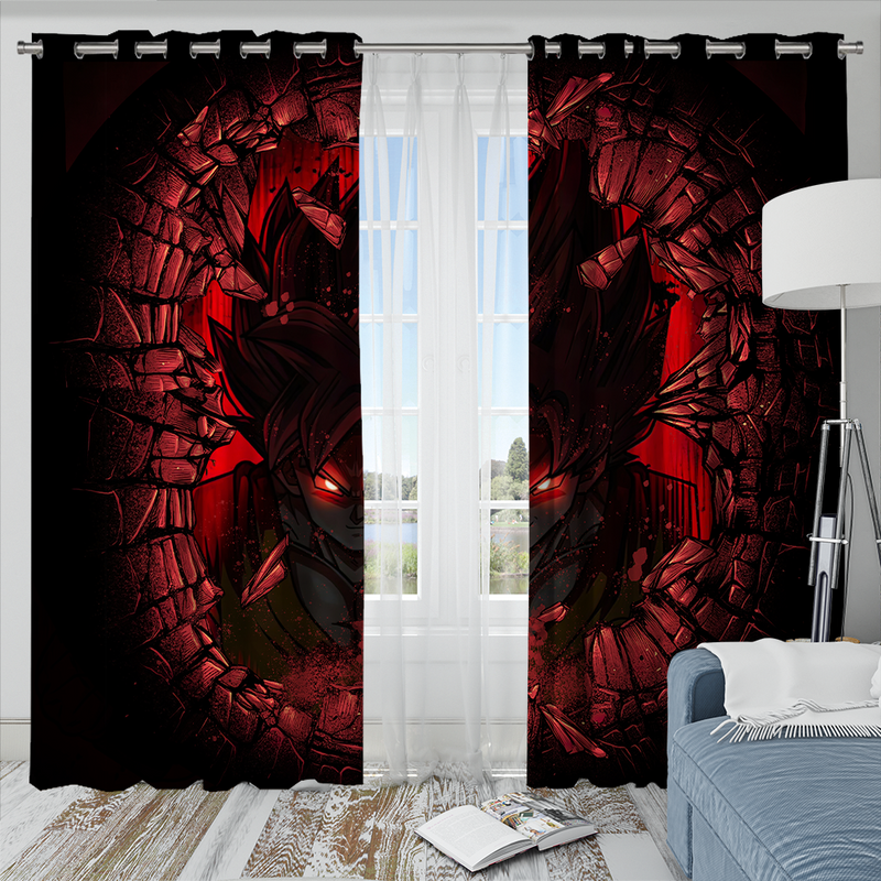 Goku Dragon Ball Anime Break Wall 2 Window Curtain