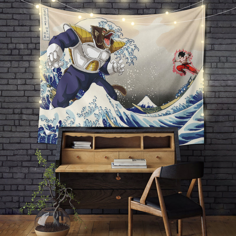 Goku Vs Vegeta The Great Wave Tapestry Room Decor