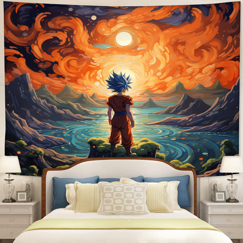 Goku Starry Night Tapestry Room Decor