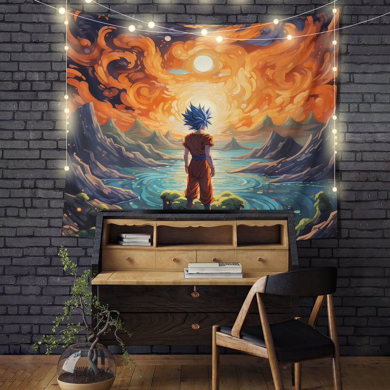 Goku Starry Night Tapestry Room Decor