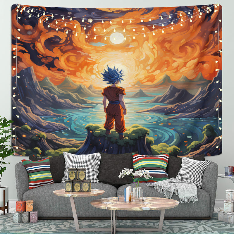 Goku Starry Night Tapestry Room Decor