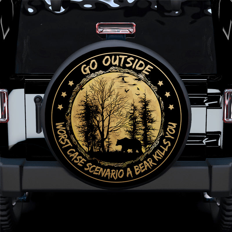 Go Outside Bear Car Spare Tire Covers Gift For Campers