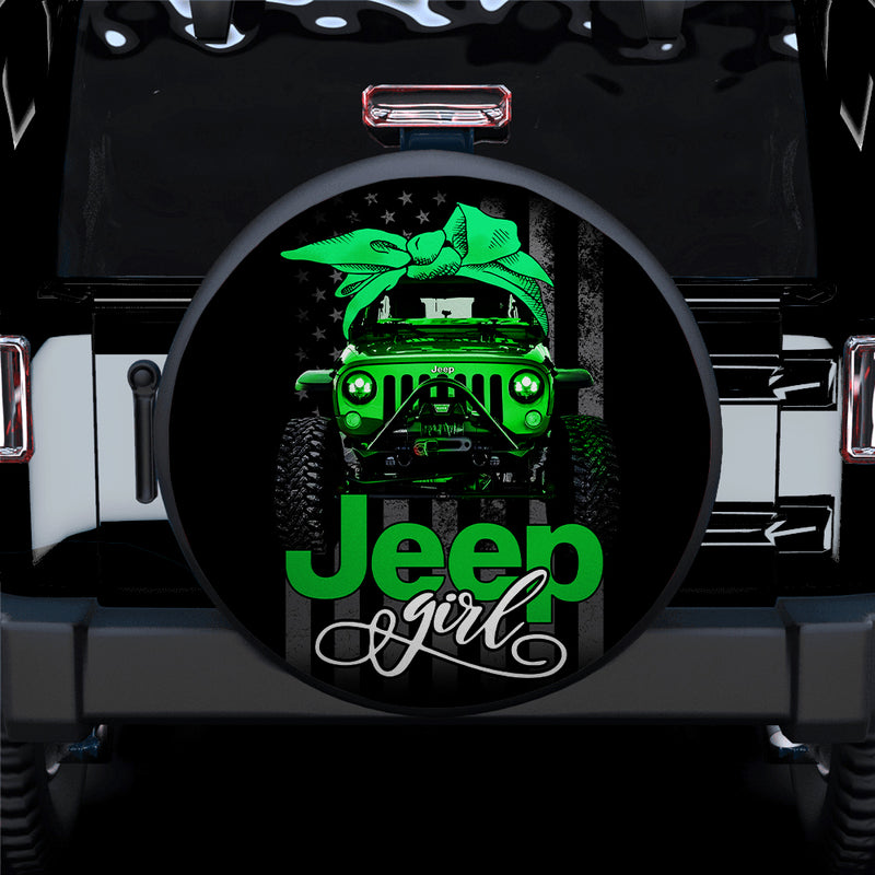 Green Jeep Girl Car Spare Tire Covers Gift For Campers