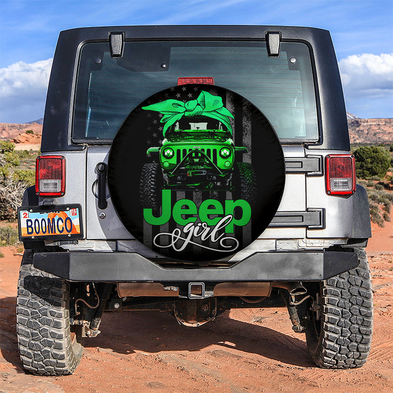 Green Jeep Girl Car Spare Tire Covers Gift For Campers