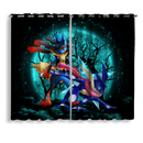 Greninja Satoshi And Mega Lucario Moonlight Halloween Window Curtain