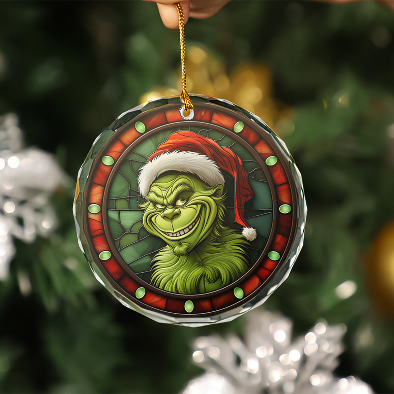 Grinch Stained Glass Ornament