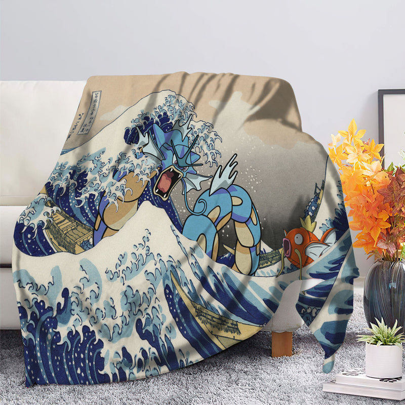 Gyarados Magikarp Pokemon The Great Wave Premium Blanket