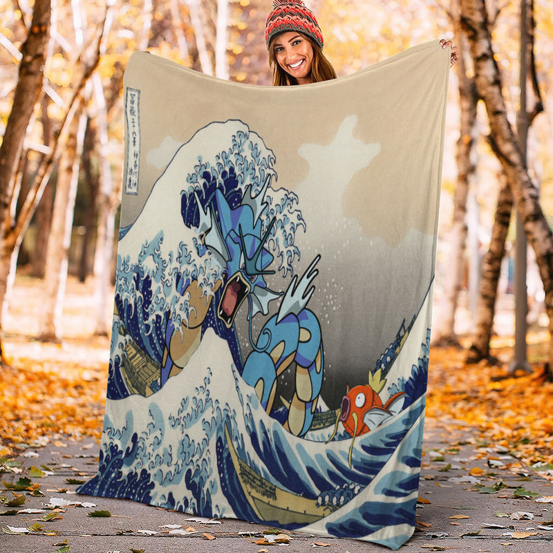 Gyarados Magikarp Pokemon The Great Wave Premium Blanket