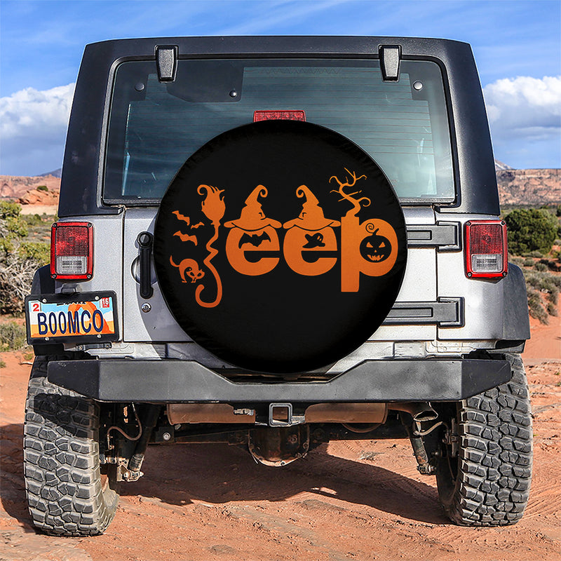Halloween Jeep Orange Car Spare Tire Covers Gift For Campers