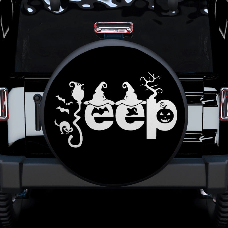 Halloween Jeep White Car Spare Tire Covers Gift For Campers