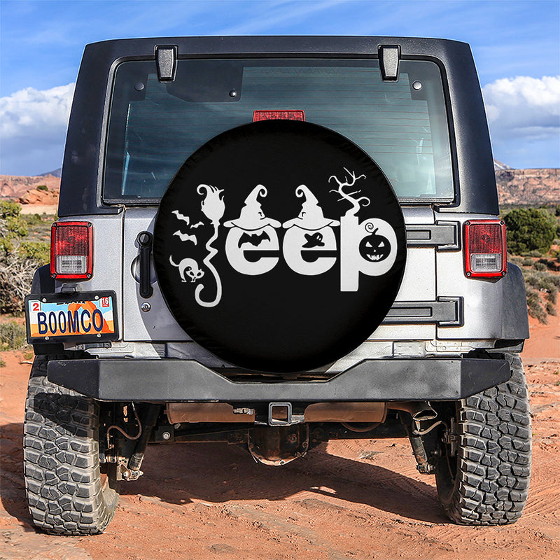 Halloween Jeep White Car Spare Tire Covers Gift For Campers