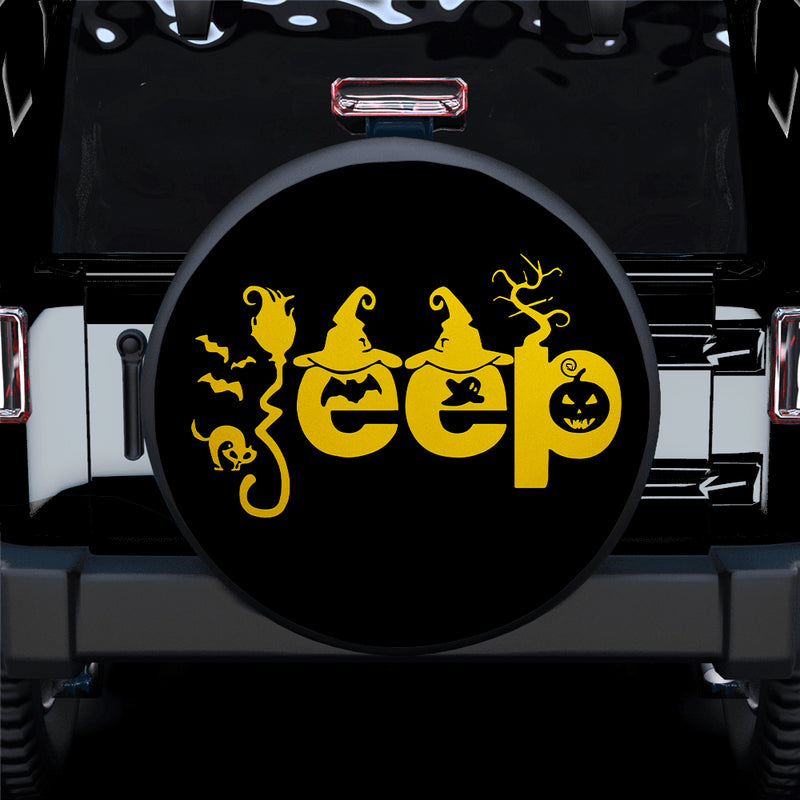 Halloween Jeep Yellow Car Spare Tire Covers Gift For Campers