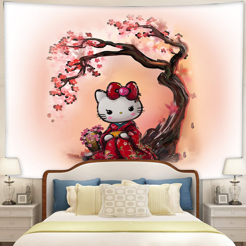 Hello Kitty Cherry Blossom Tapestry Room Decor