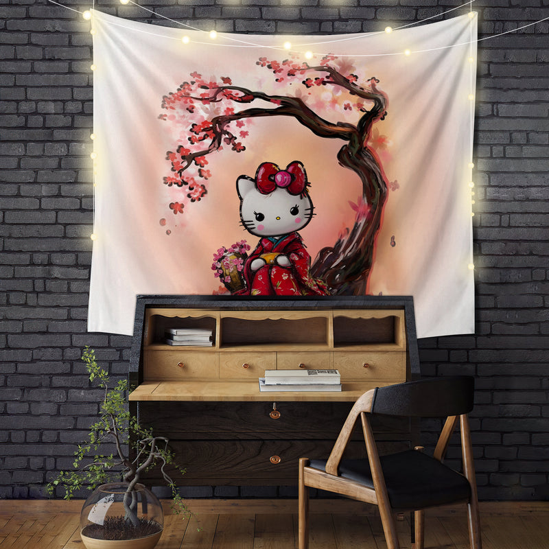 Hello Kitty Cherry Blossom Tapestry Room Decor
