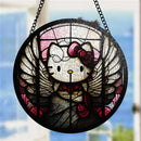 Hello Kitty Round Stained Glass Window Hanging Panel Suncatcher