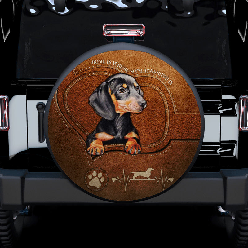 Home Is Where My Dachshund Is Car Spare Tire Covers Gift For Campers