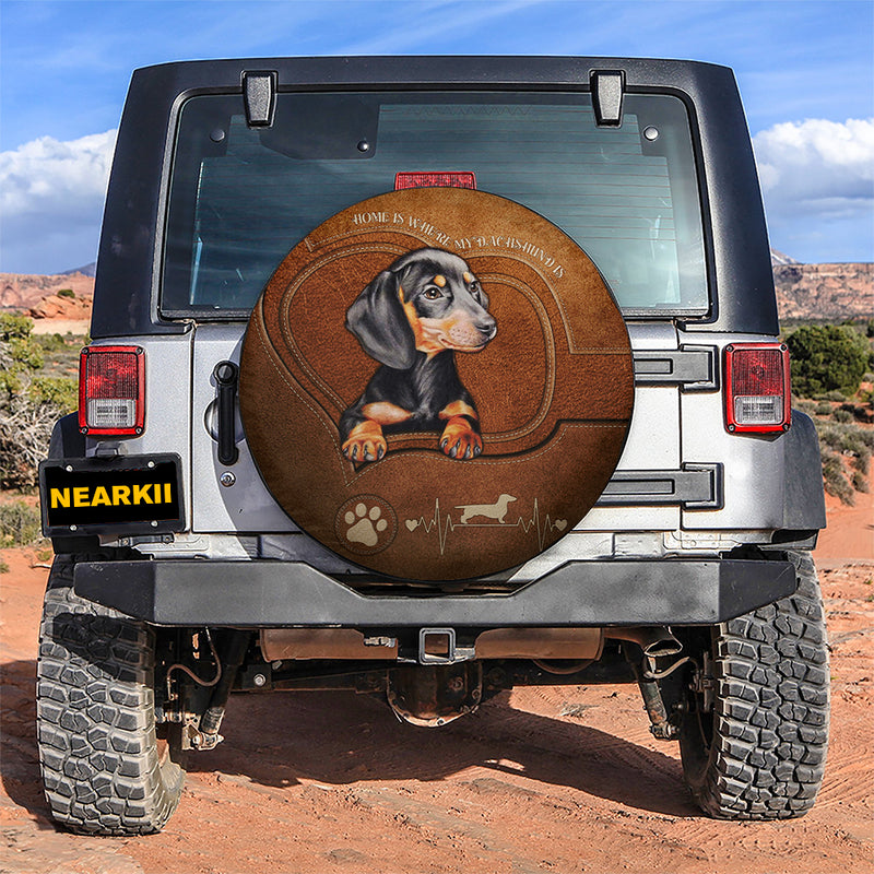 Home Is Where My Dachshund Is Car Spare Tire Covers Gift For Campers
