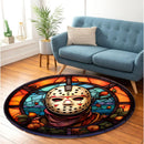 Jason Voorhees Horror Stained Glass Round Rug
