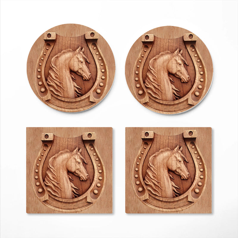 Horse Wood Ceramic Drink Coasters