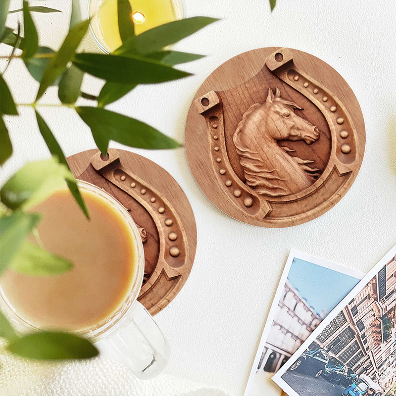 Horse Wood Ceramic Drink Coasters