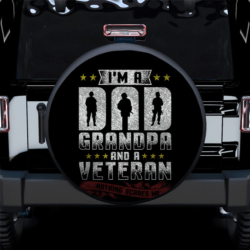 I Am A Dad Veteran Grandpa Car Spare Tire Covers Gift For Campers