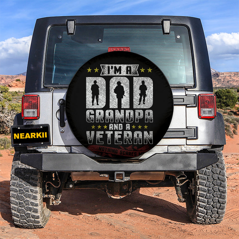 I Am A Dad Veteran Grandpa Car Spare Tire Covers Gift For Campers