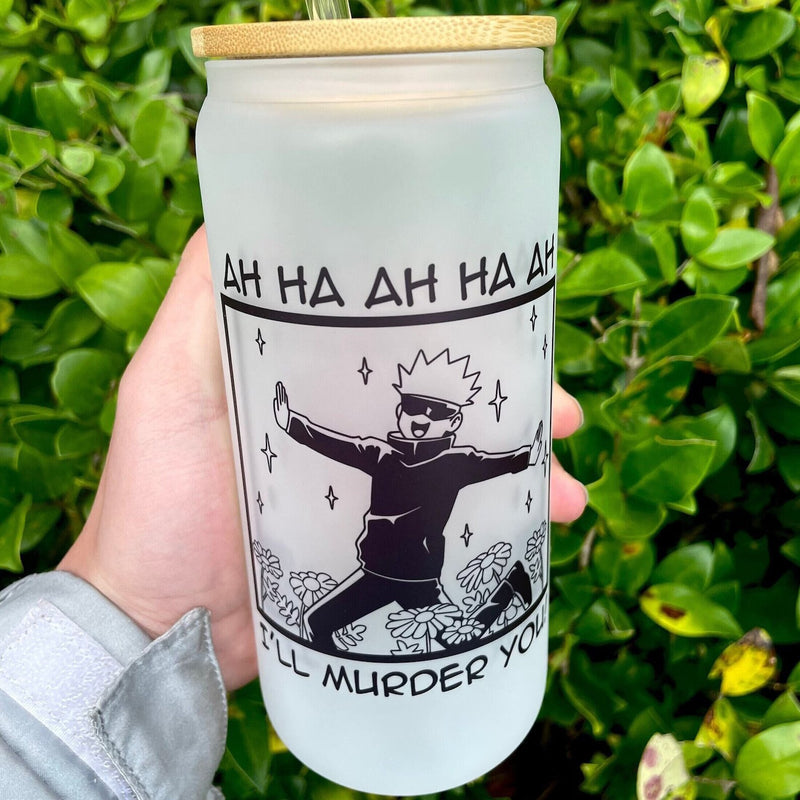 Funny Anime Jujutsu Kaisen Gojo Iced Coffee Glass Can