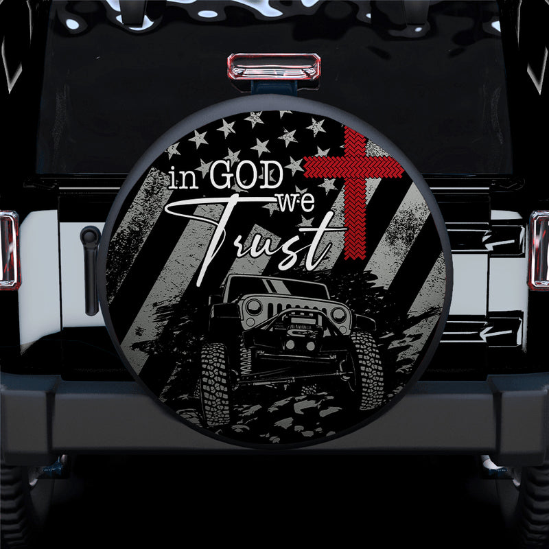 US In God We Trust Jeep Car Spare Tire Covers Gift For Campers