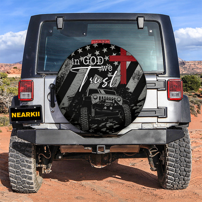 US In God We Trust Jeep Car Spare Tire Covers Gift For Campers