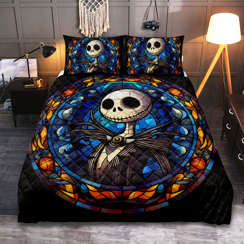 Jack Skellington Nightmare Stained Glass Quilt Bed Sets