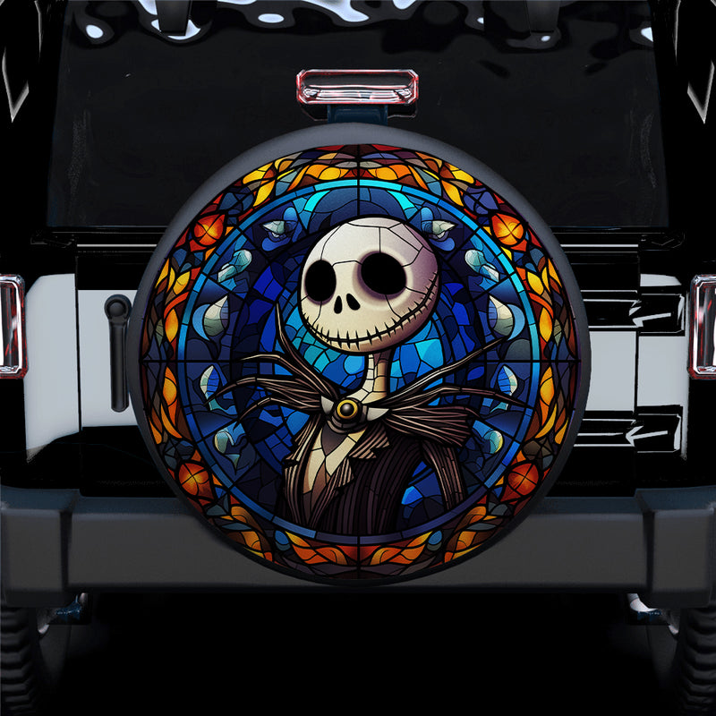 Jack Skellington Christmas Stained Glass Car Spare Tire Cover