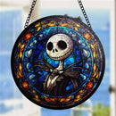 Jack Skellington Nightmare Round Stained Glass Window Hanging Panel Suncatcher