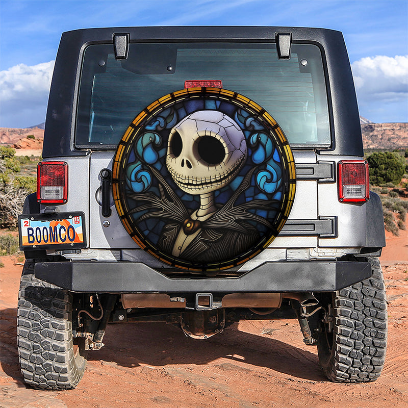 Jack Skellington Stained Glass Car Spare Tire Cover